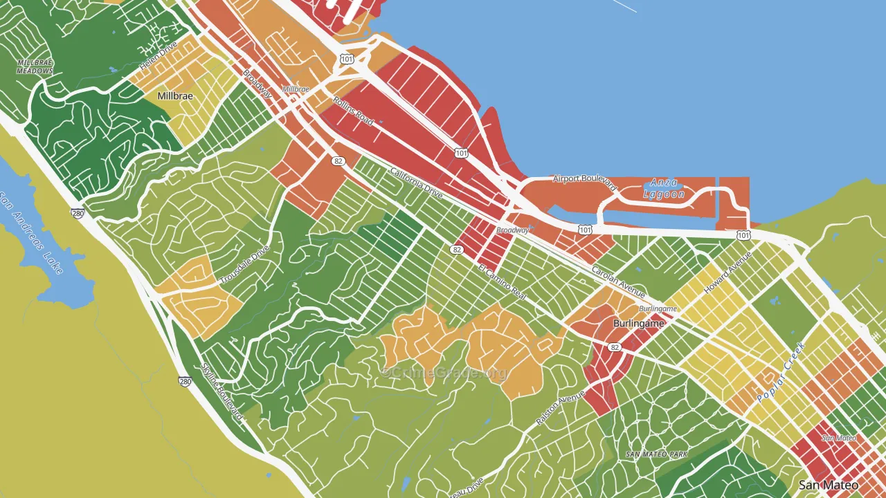 Burlingame Gate, Burlingame, CA Map of Assault Rates