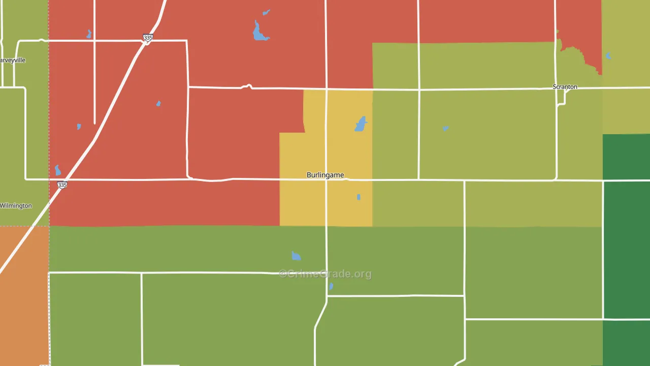 Burlingame, KS Map of Assault Rates