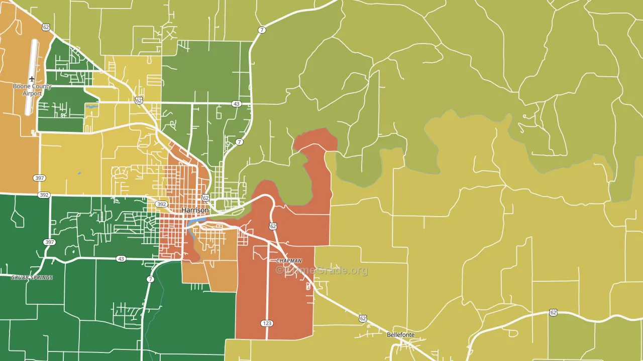 Burlington, AR Map of Assault Rates
