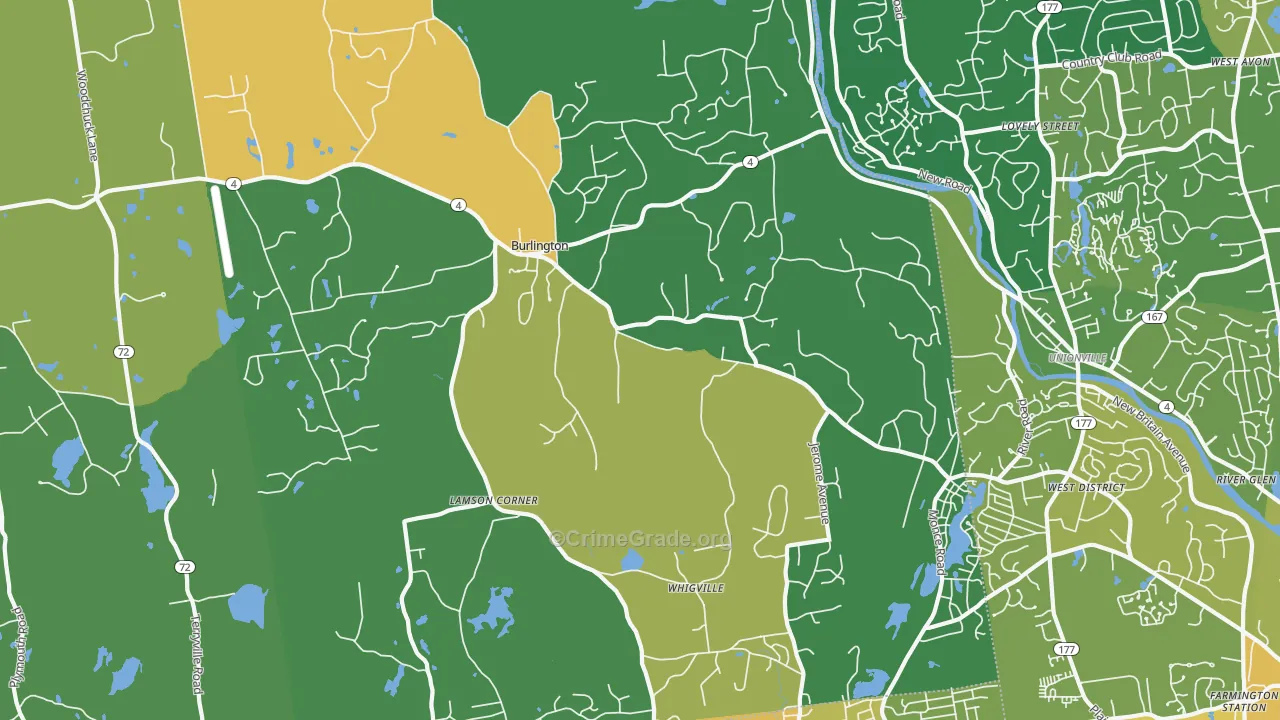 Burlington, CT Map of Assault Rates