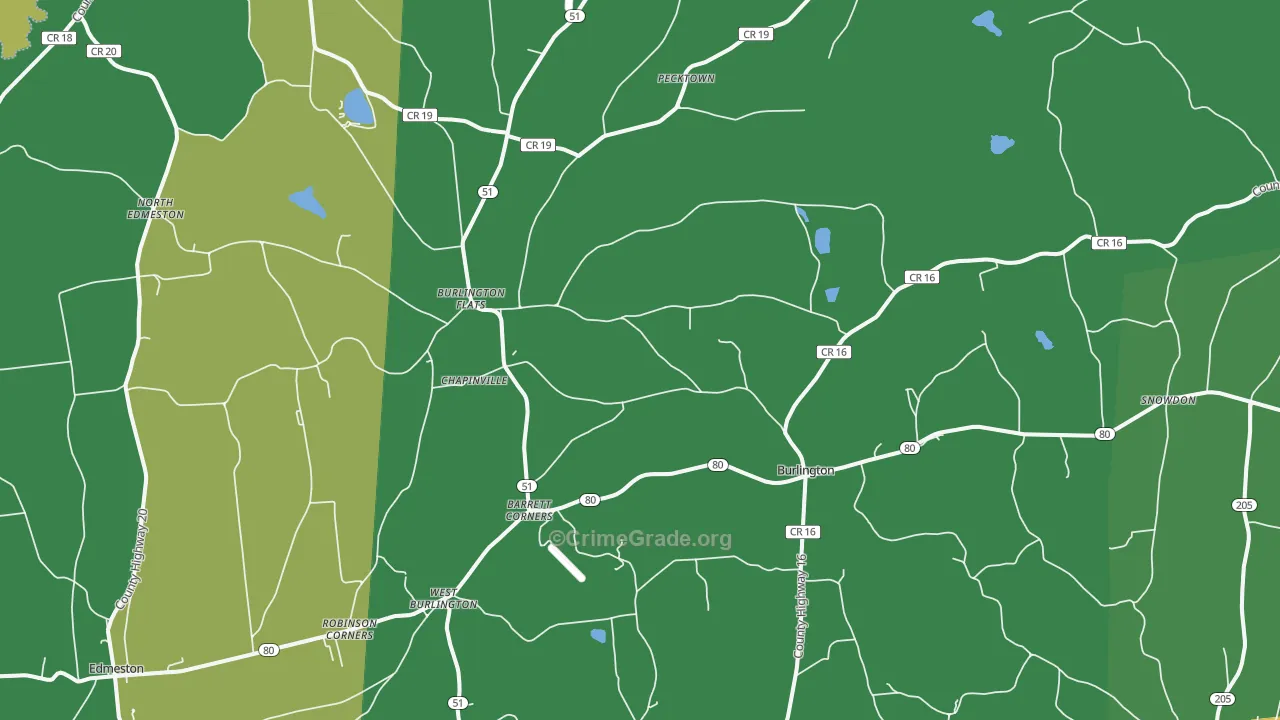 Burlington Flats, NY Map of Assault Rates