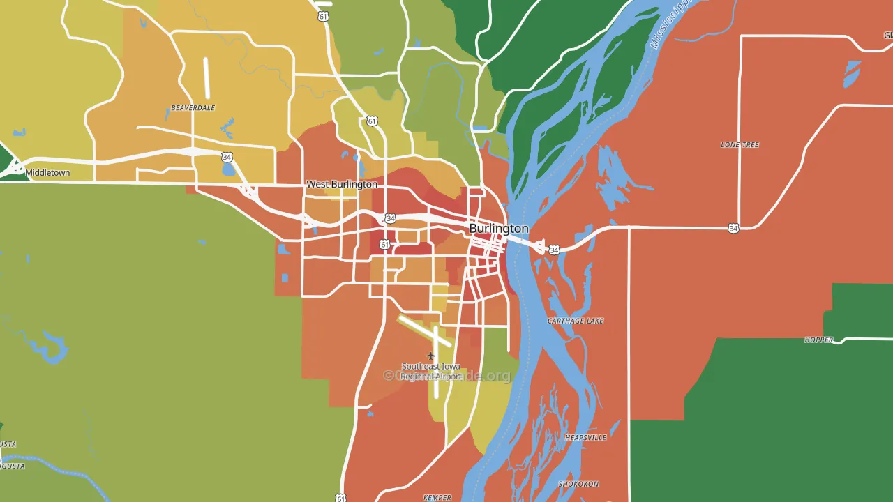 Burlington, IA Map of Assault Rates