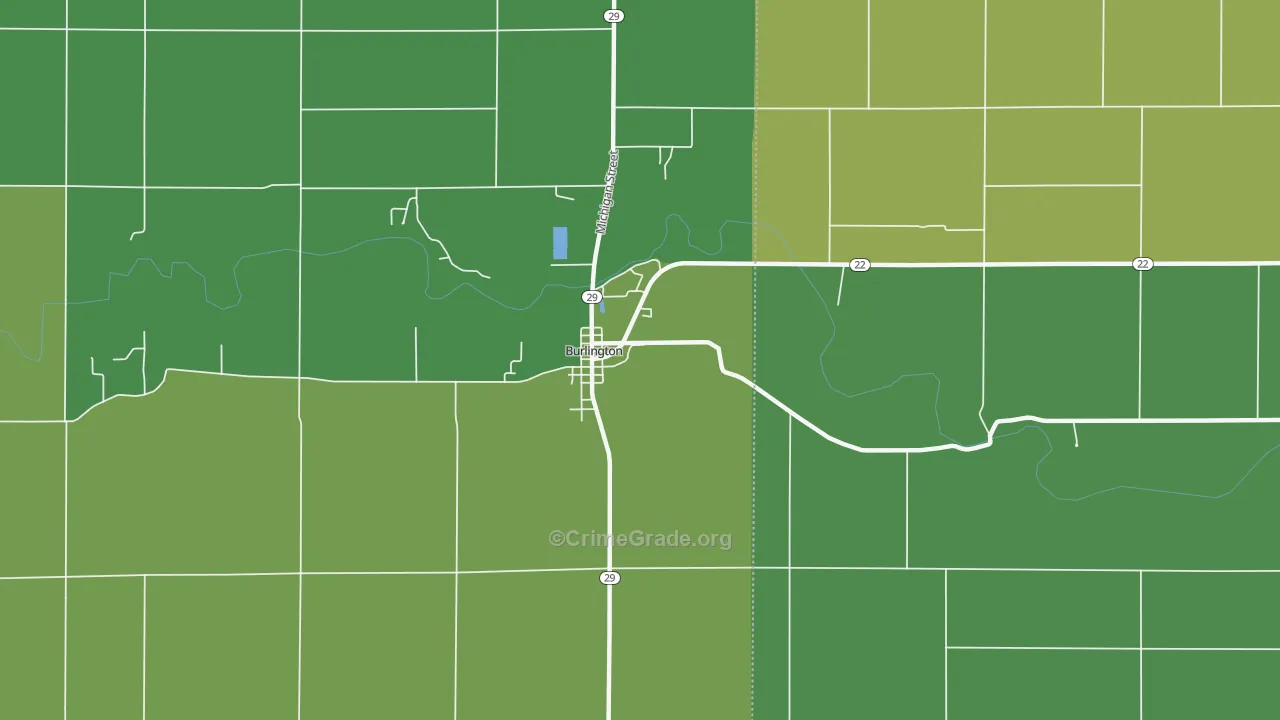 Burlington, IN Map of Assault Rates