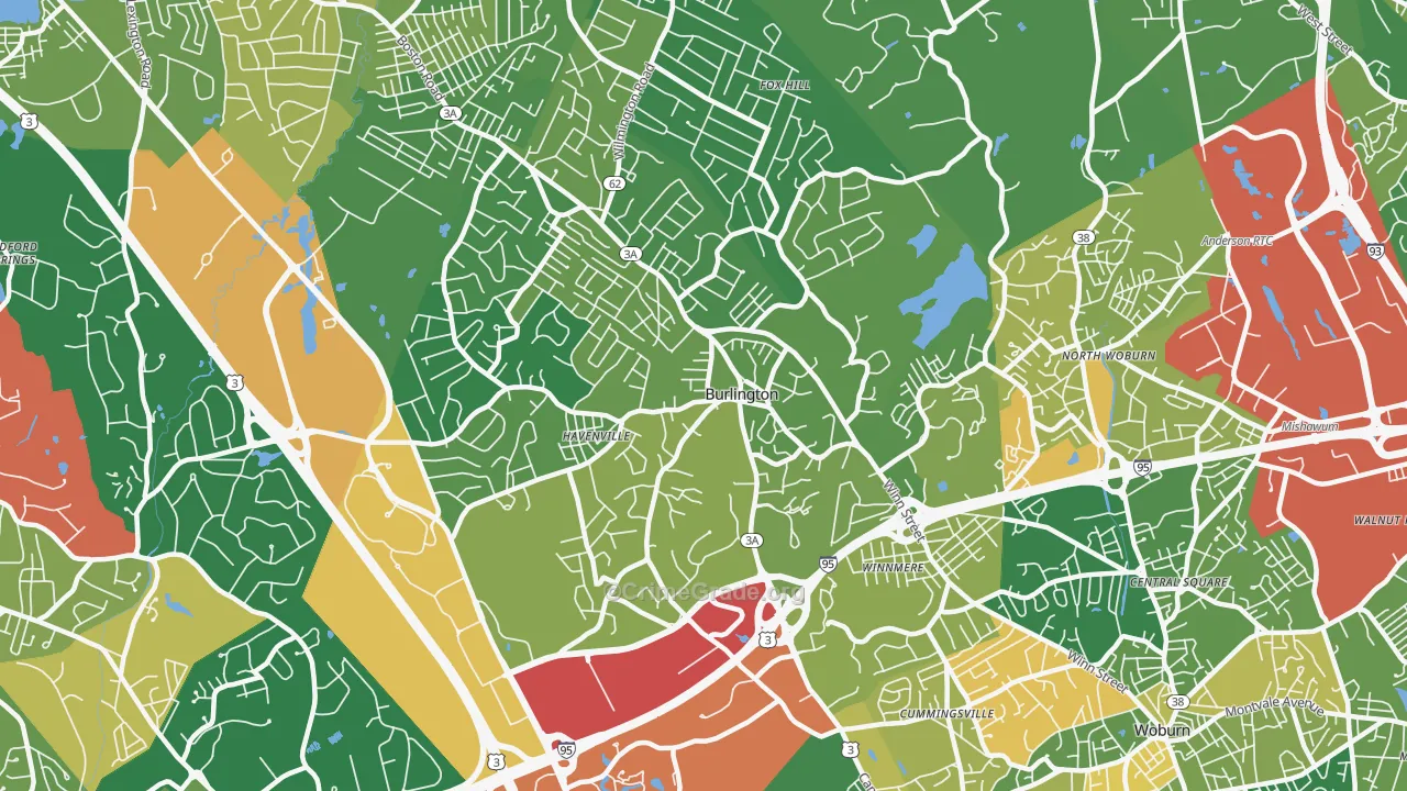 Burlington, MA Map of Assault Rates