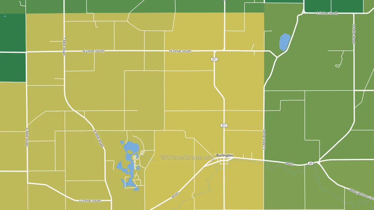 Burlington, MI Map of Assault Rates