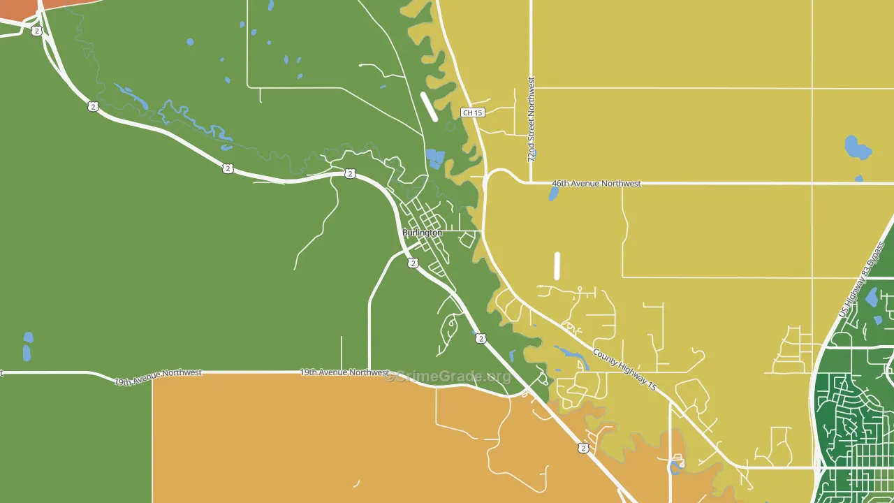 Burlington, ND Map of Assault Rates