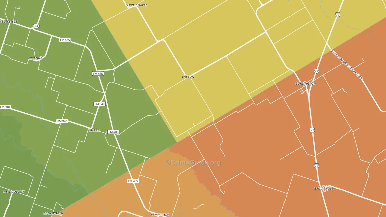 Burlington, TX Map of Assault Rates