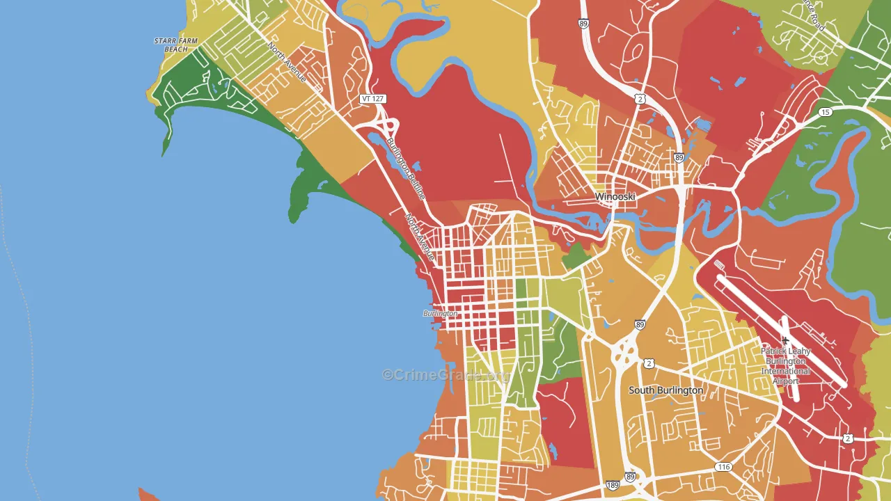 Burlington, VT Map of Assault Rates