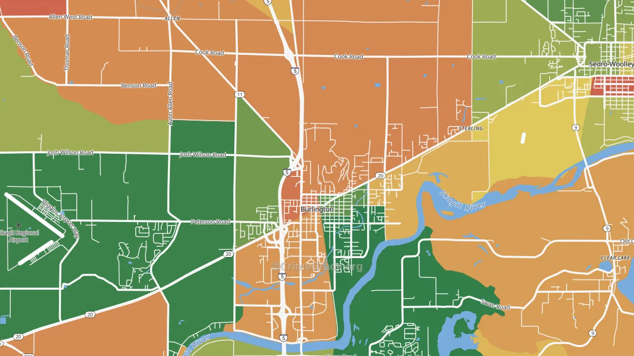 Burlington, WA Map of Assault Rates