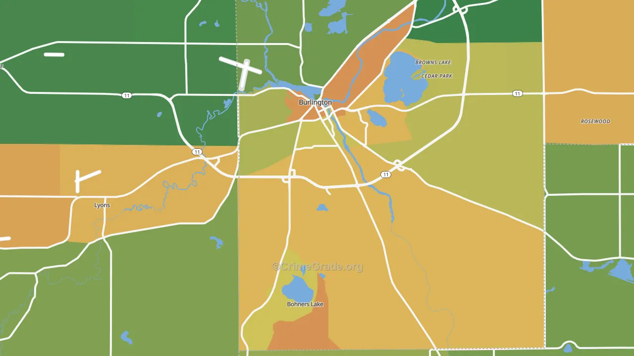 Burlington, WI Map of Assault Rates