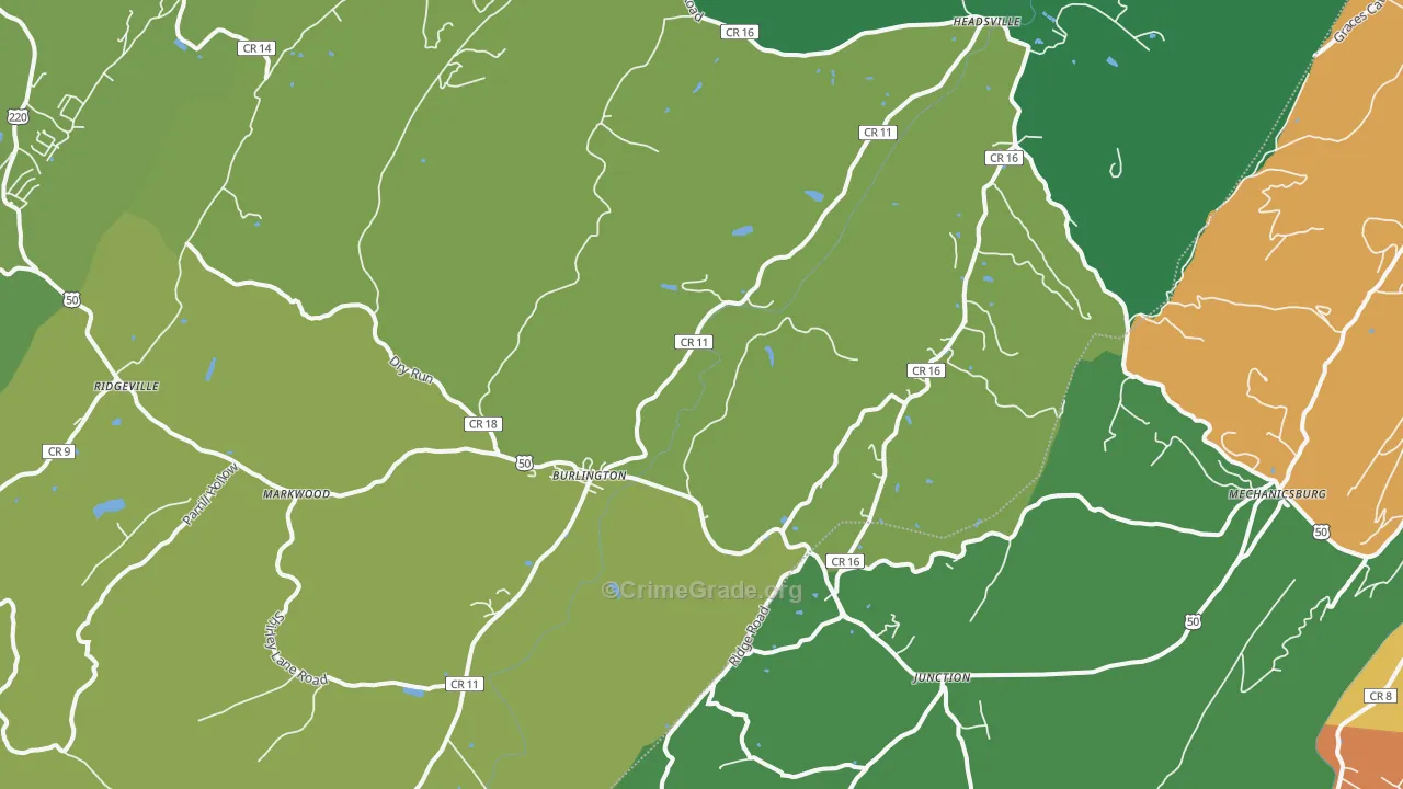 Burlington, WV Map of Assault Rates