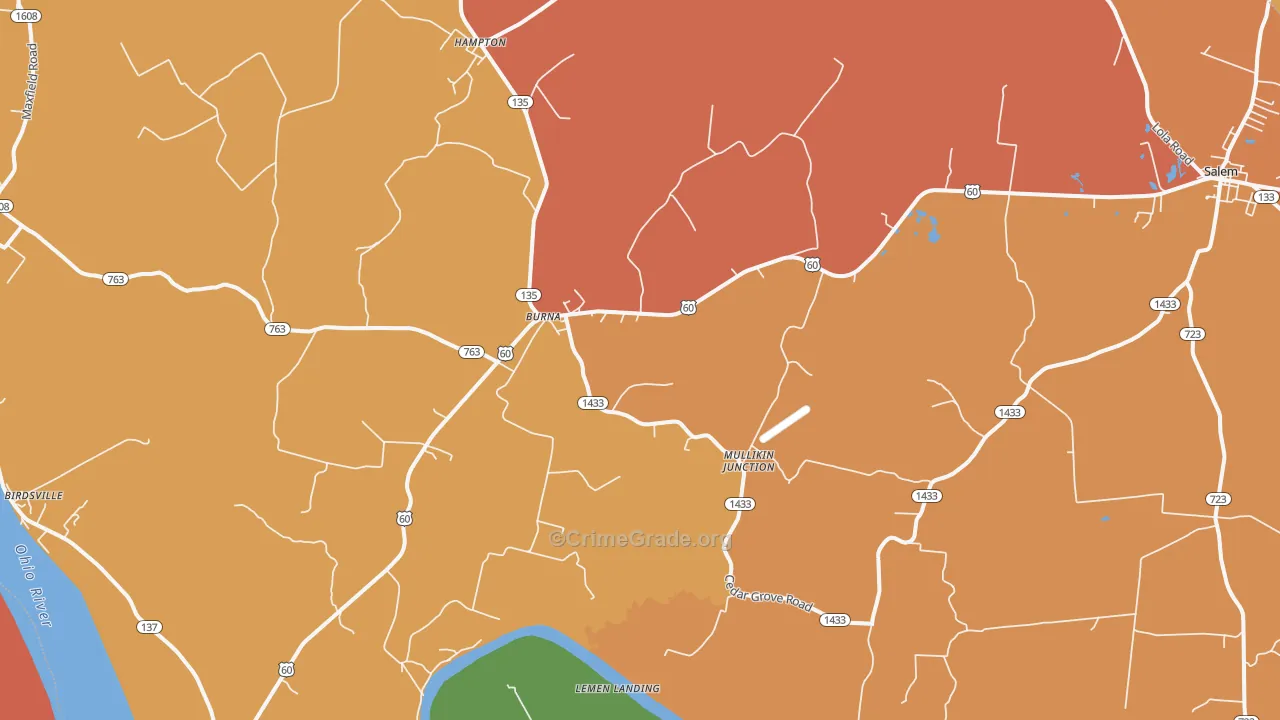 Burna, KY Map of Assault Rates