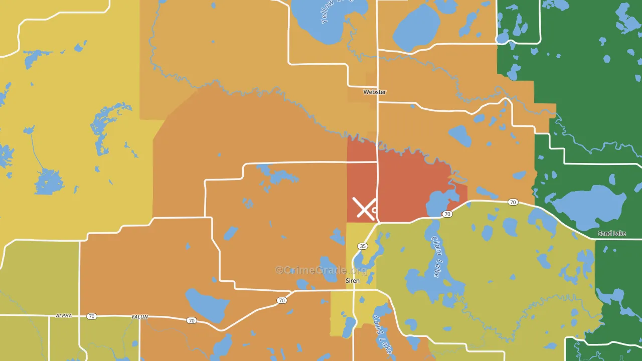 Burnett County, WI Map of Assault Rates