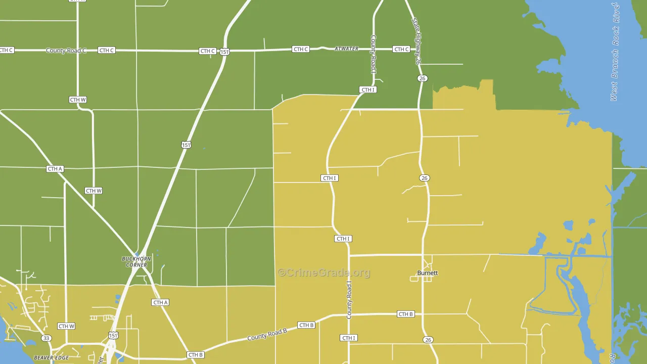 Burnett, WI Map of Assault Rates