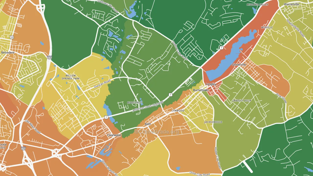 Burnettown, SC Map of Assault Rates