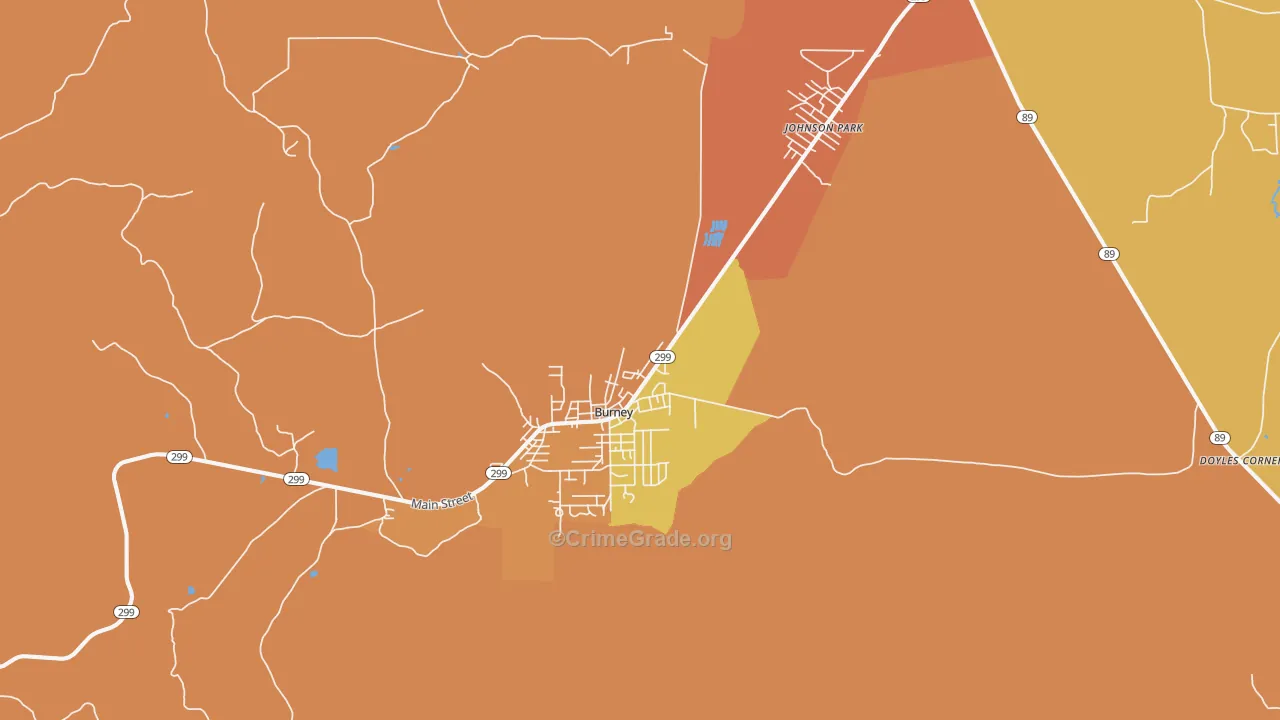 Burney, CA Map of Assault Rates