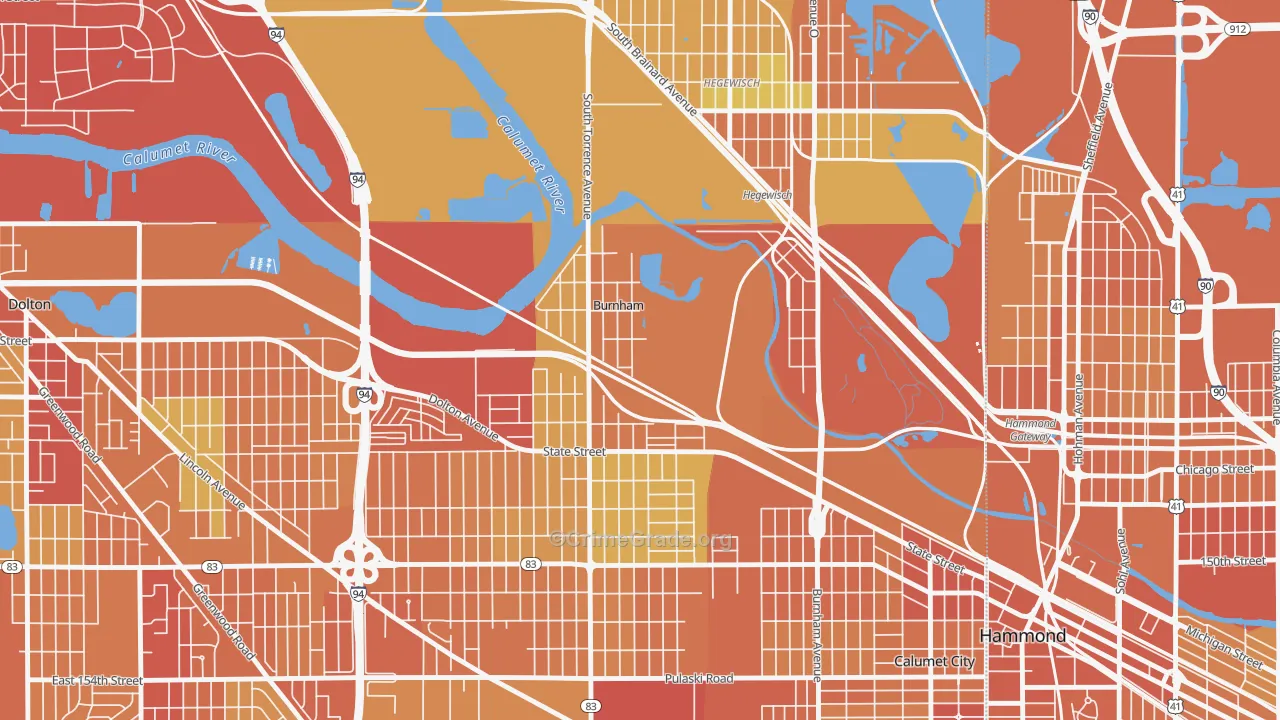 Burnham, IL Map of Assault Rates