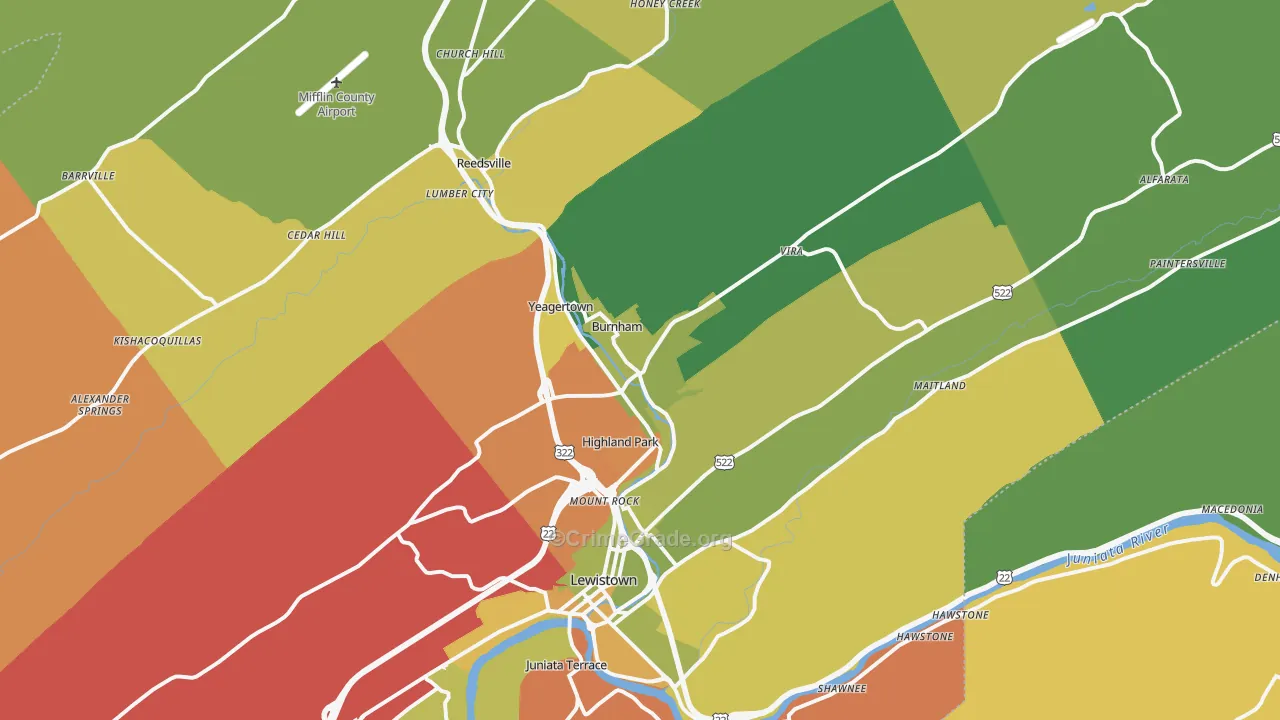 Burnham, PA Map of Assault Rates