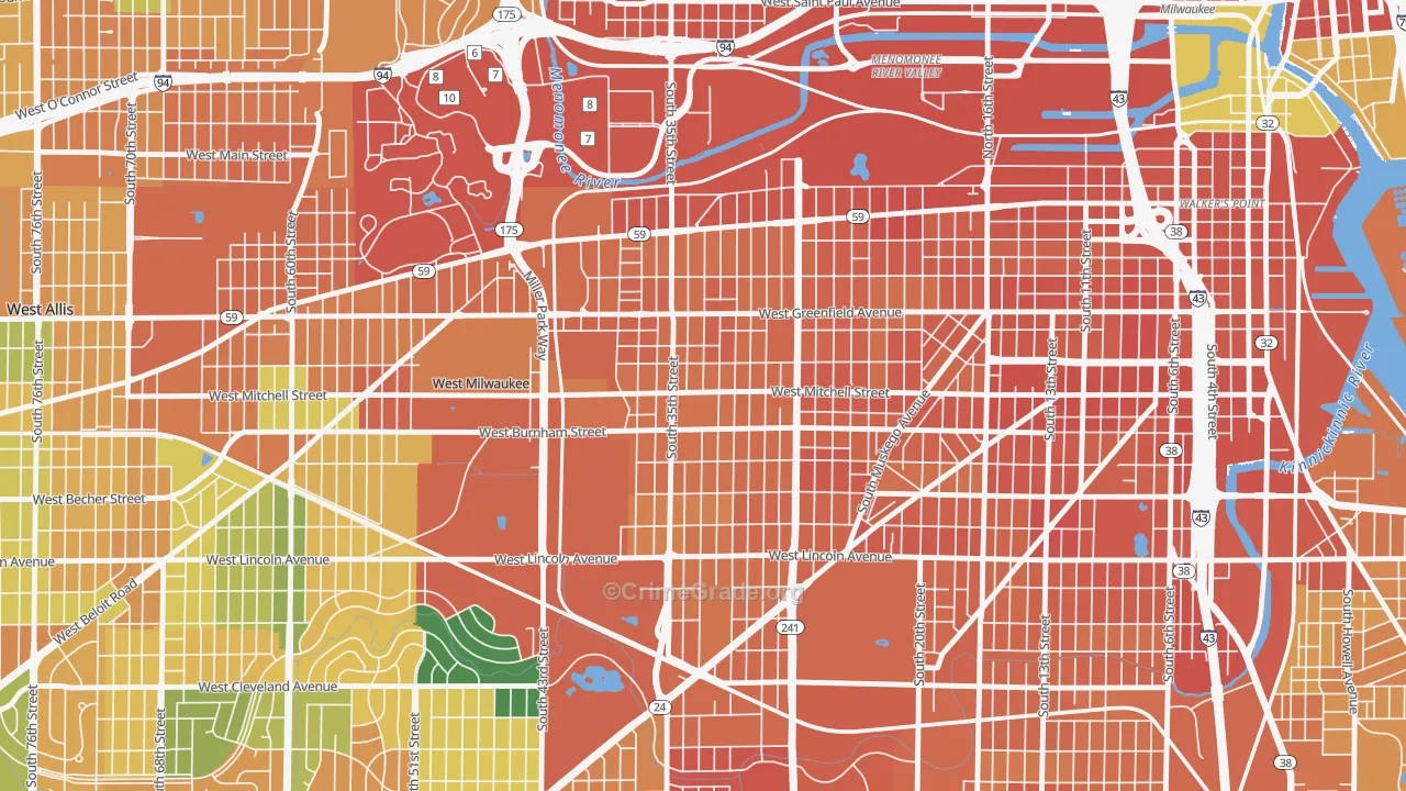 Burnham Park, Milwaukee, WI Map of Assault Rates
