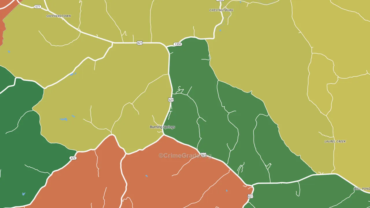 Burning Springs, KY Map of Assault Rates