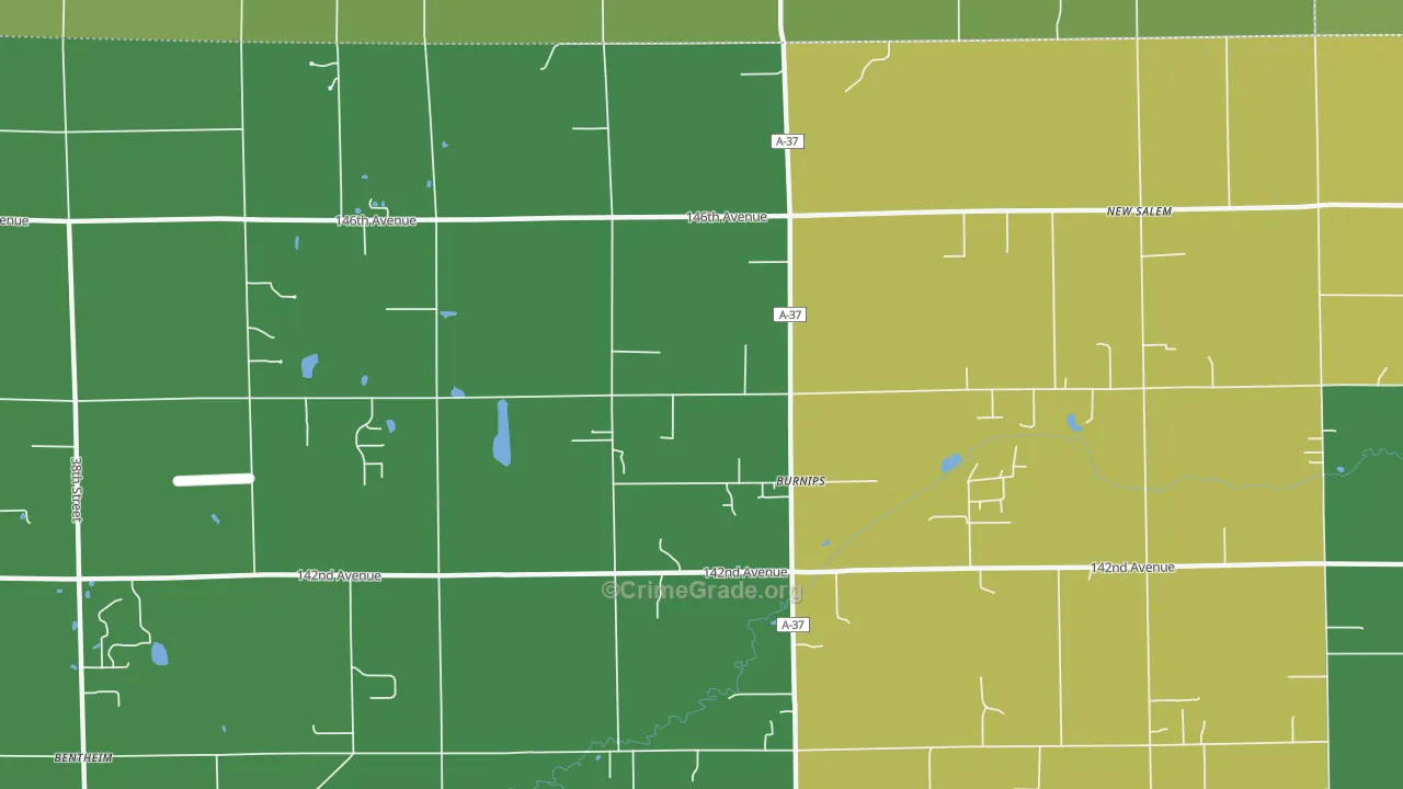 Burnips, MI Map of Assault Rates