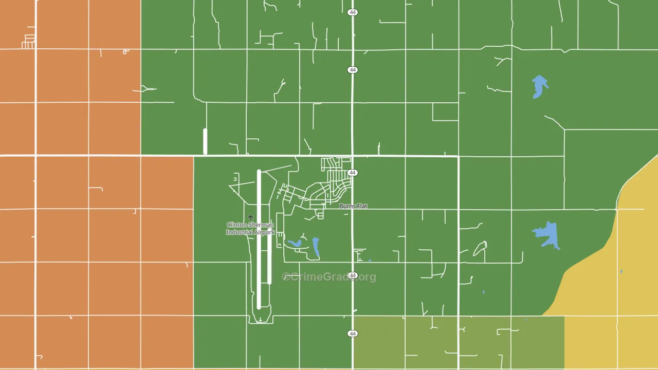 Burns Flat, OK Map of Assault Rates
