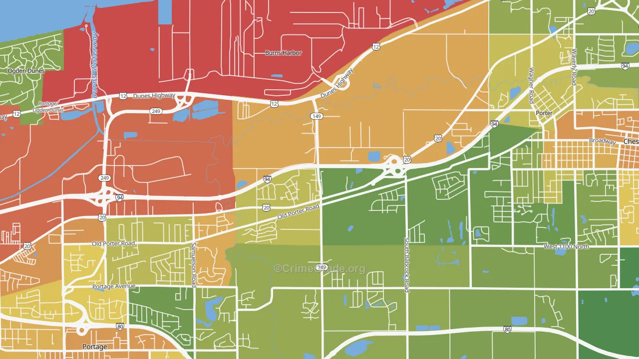 Burns Harbor, IN Map of Assault Rates