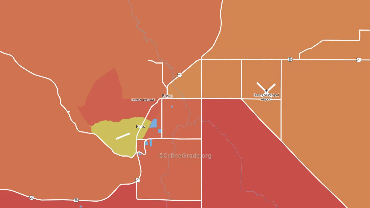 Burns, OR Map of Assault Rates