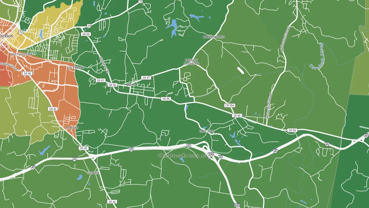 Burns, TN Map of Assault Rates