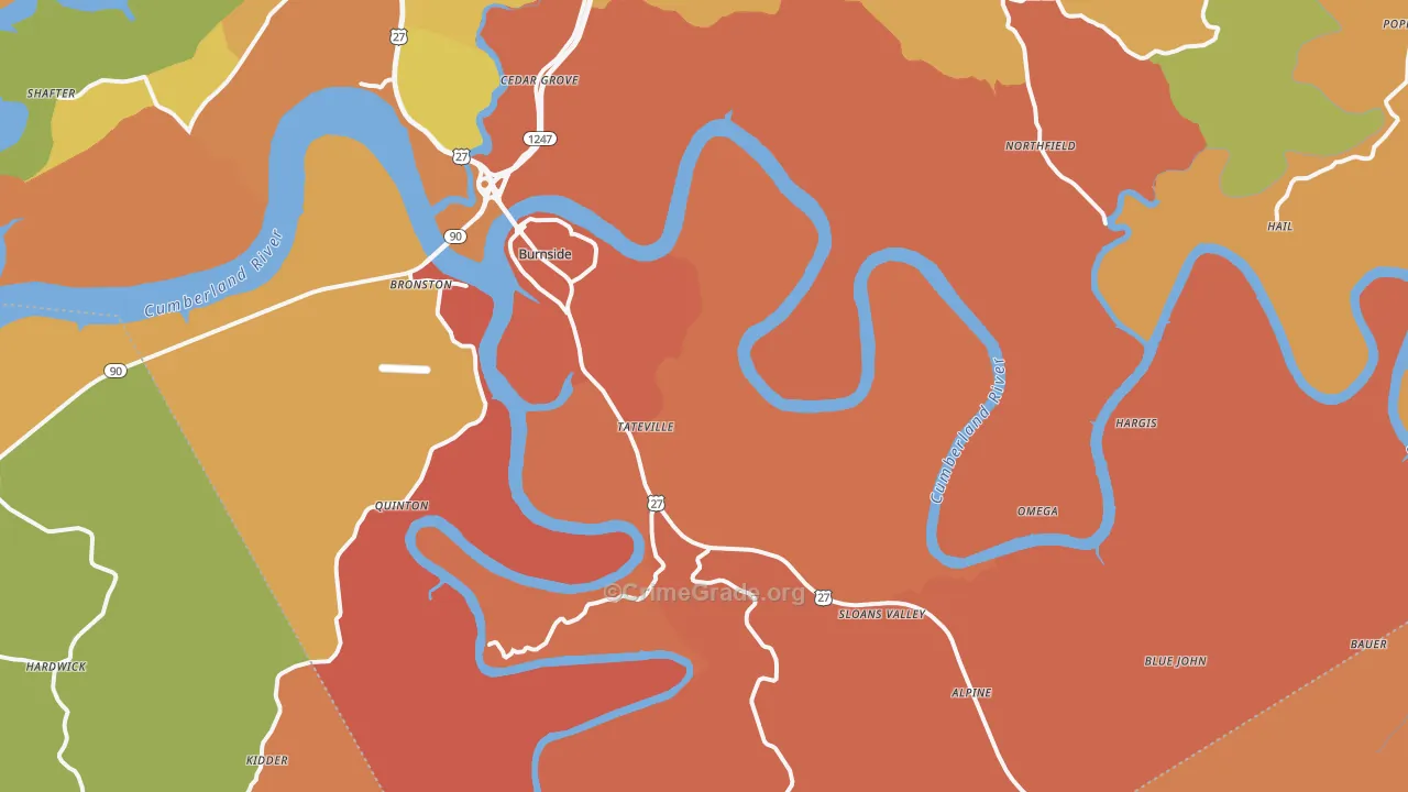 Burnside, KY Map of Assault Rates