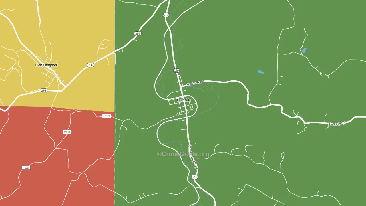 Burnside, PA Map of Assault Rates