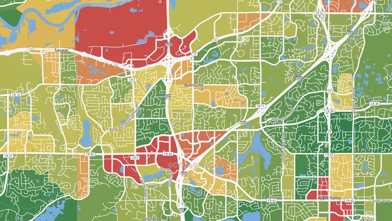 Burnsville, MN Map of Assault Rates