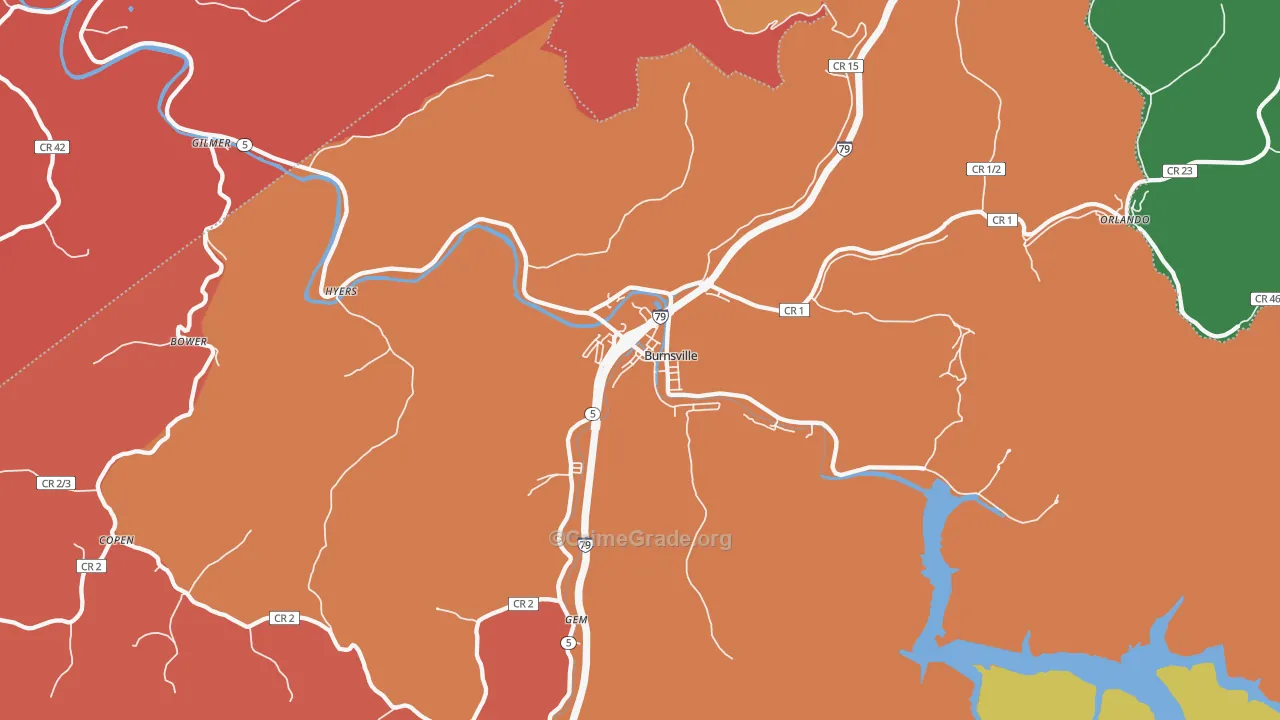Burnsville, WV Map of Assault Rates