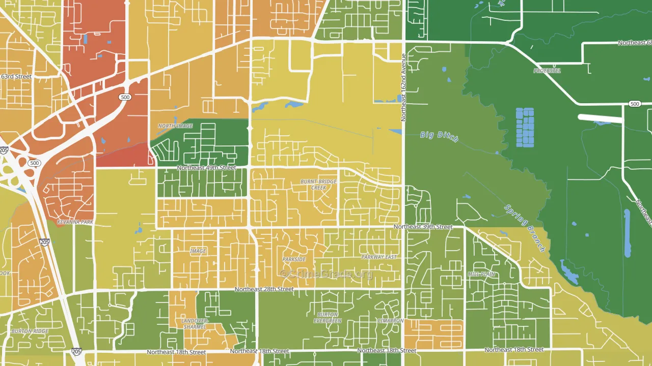 Burnt Bridge Creek, Vancouver, WA Map of Assault Rates