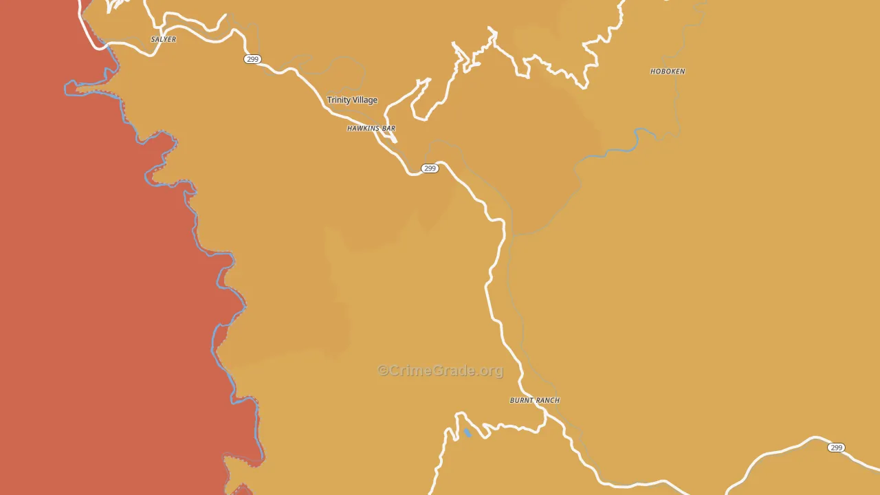 Burnt Ranch, CA Map of Assault Rates