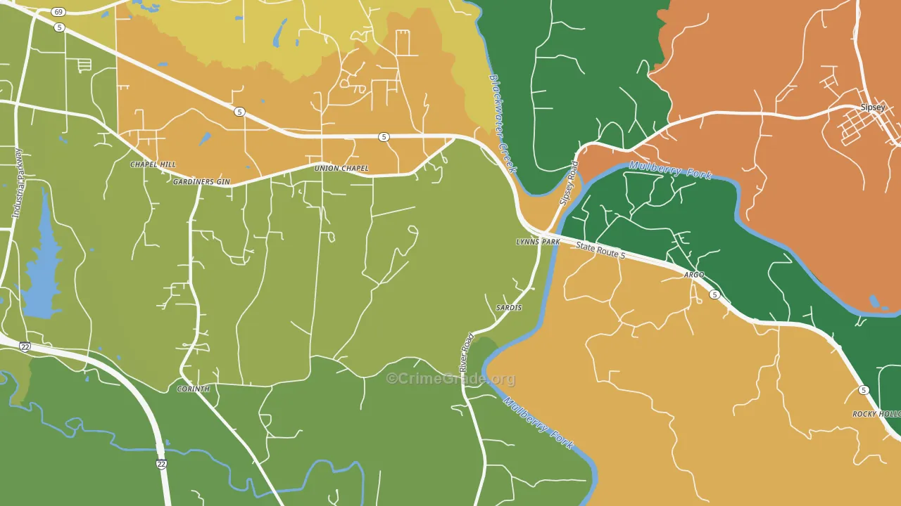 Burnwell, AL Map of Assault Rates