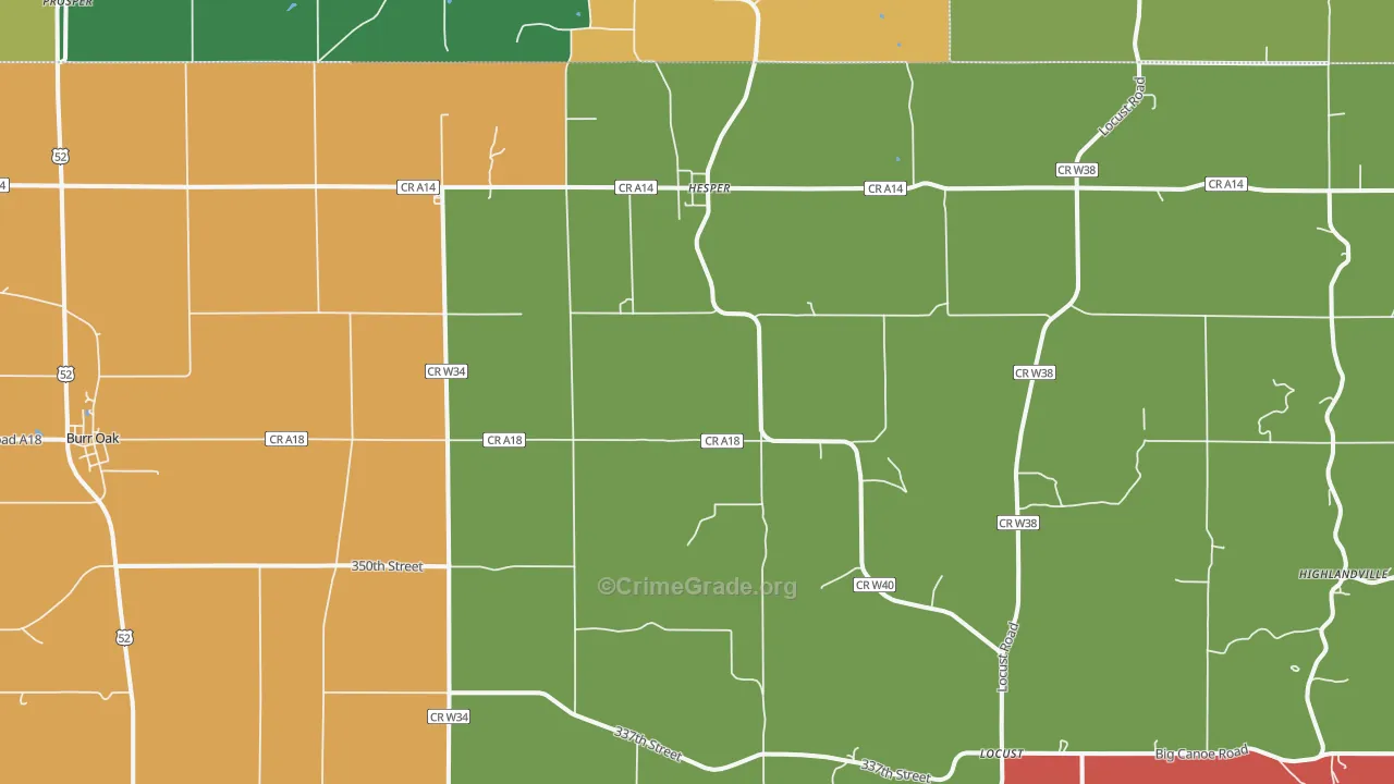 Burr Oak, IA Map of Assault Rates