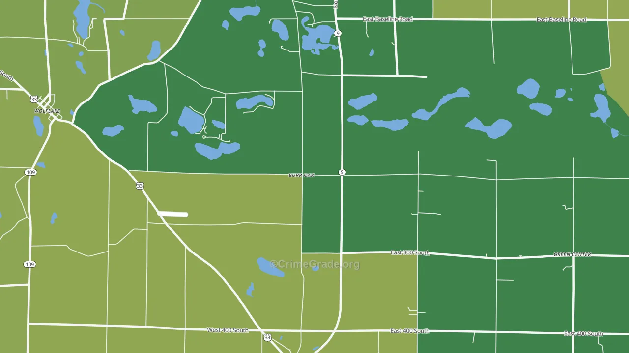Burr Oak, IN Map of Assault Rates