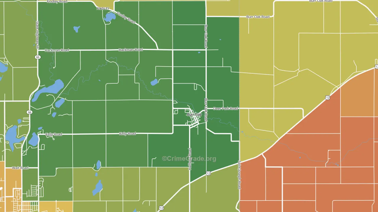 Burr Oak, MI Map of Assault Rates