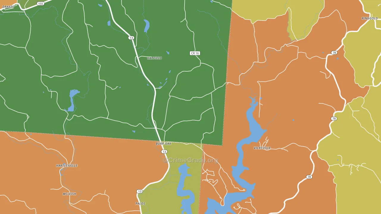 Burr Oak, OH Map of Assault Rates