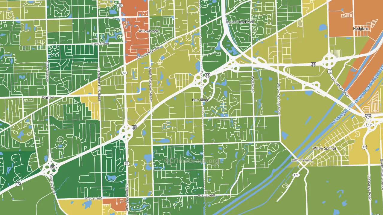 Burr Ridge, IL Map of Assault Rates