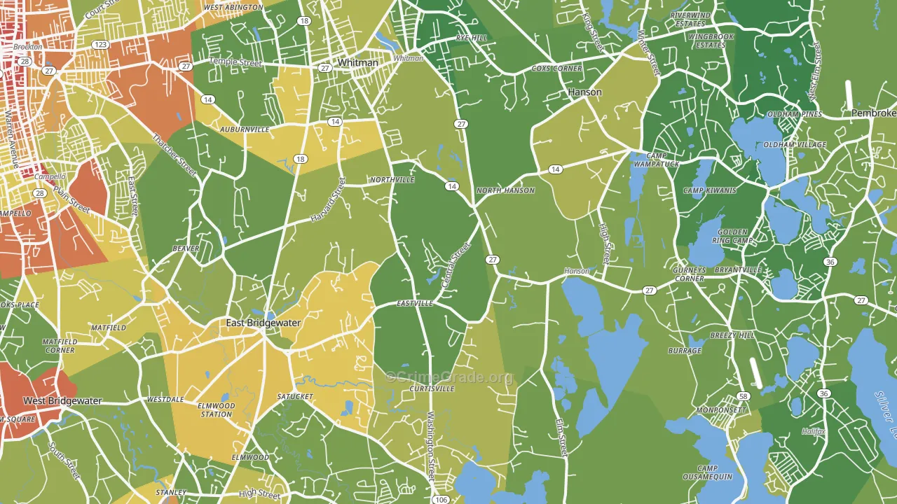 Burrage, Hanson, MA Map of Assault Rates