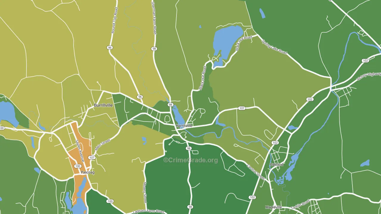 Burrillville, RI Map of Assault Rates