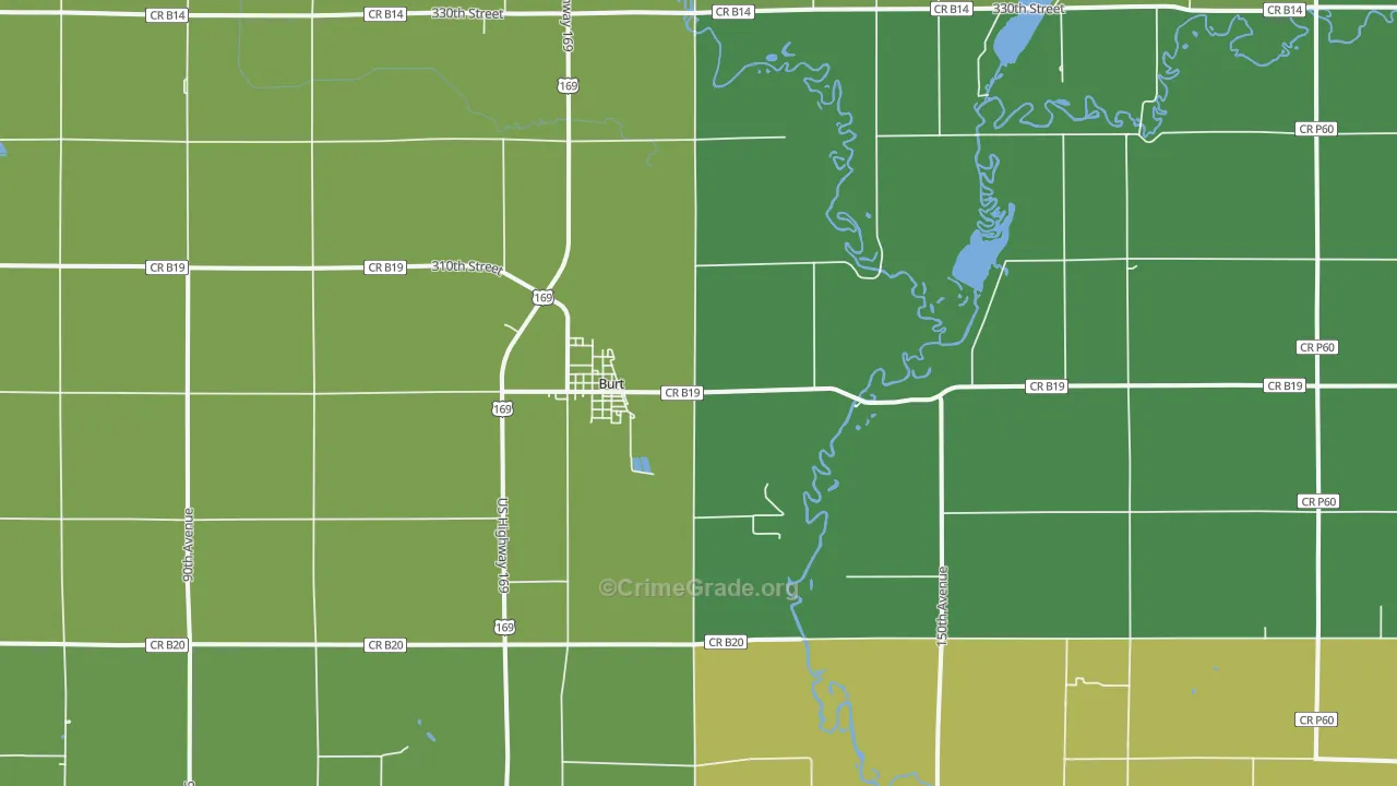 Burt, IA Map of Assault Rates