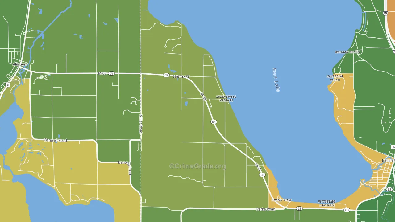 Burt Lake, MI Map of Assault Rates