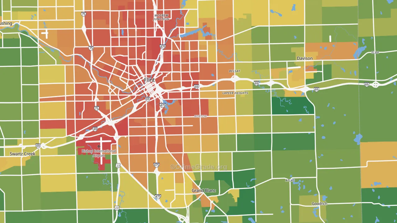 Burton, MI Map of Assault Rates