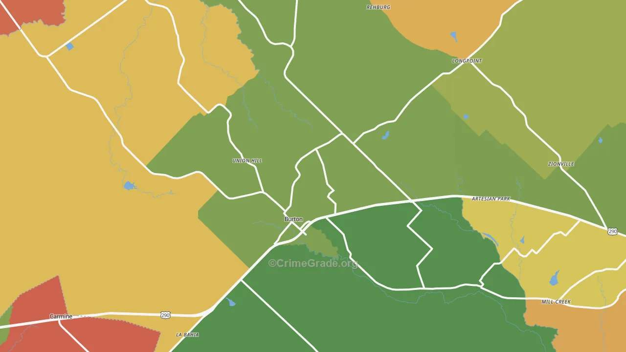 Burton, TX Map of Assault Rates