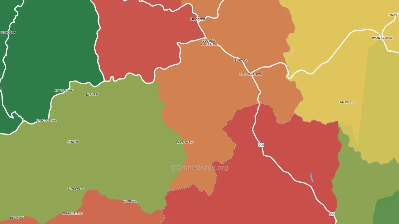 Burton, WV Map of Assault Rates