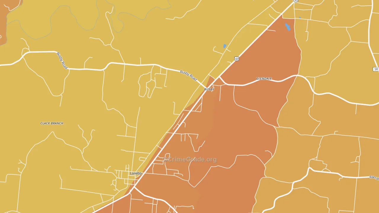 Busby, TN Map of Assault Rates
