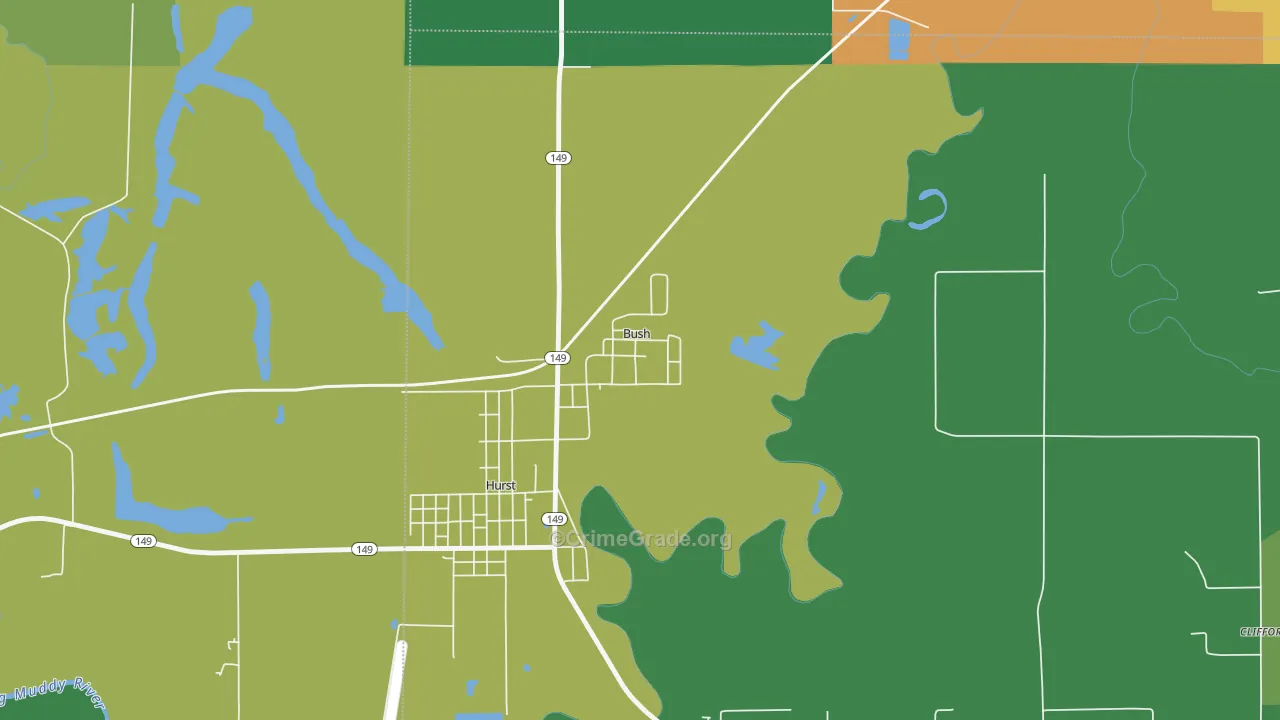 Bush, IL Map of Assault Rates